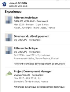 Parcours professionnel de Joseph Balsan. Il commence en 2017 seulement. Pourtant, Joseph Belsan a déjà 51 ans et a fait beaucoup d'autres choses auparavant.
