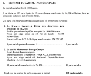 Extrait des statuts de la SCI Le Soleil de l'Ouest.