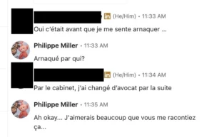Exemple d'échange que nous avons eu avec une personne qui avait laissé un avis très positif sur Google à propos du cabinet Ziegler.