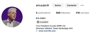 Compte Instagram d'Eric Aubin