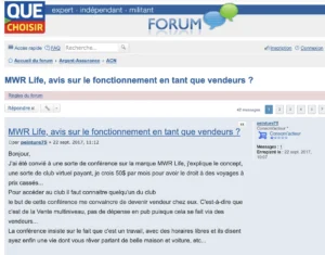 Page consacrée par Que Choisir à MWR Life.