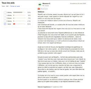 Exemple d'avis négatif publié sur Trustpilot.