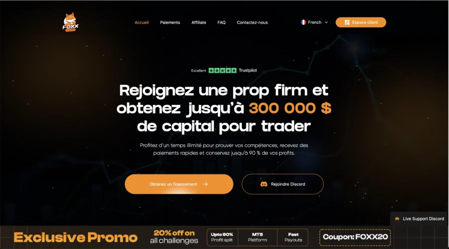 Fausse société de prop trading foxx-funded.com