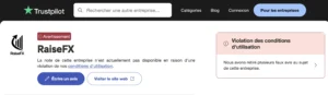 La page Trustpilot d'InvestX a été bloquée à la suite de faux avis...