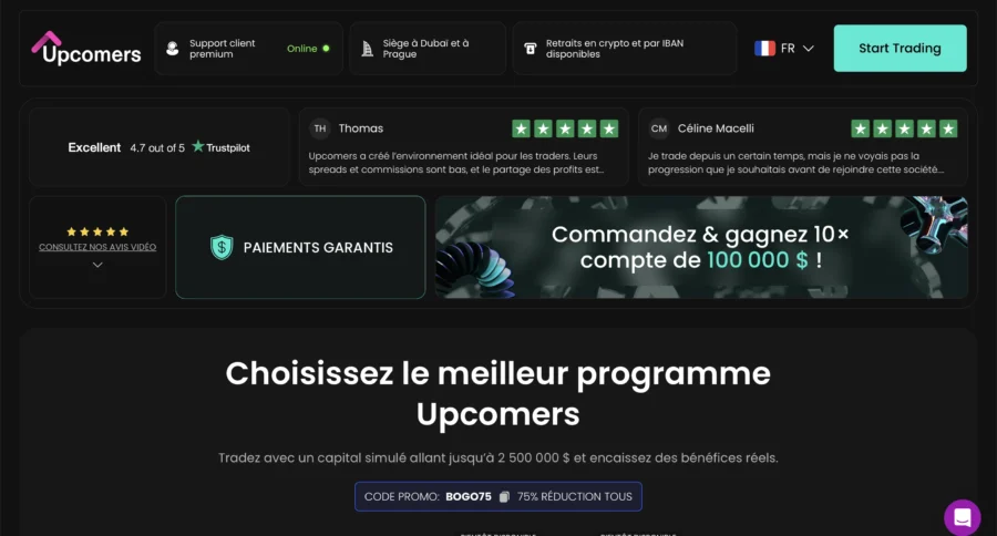 Fausse plateforme d’investissement upcomers.com