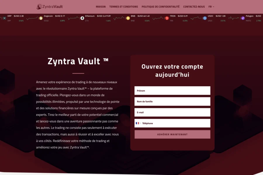 arnaque zyntravault faux portefeuille crypto frauduleux