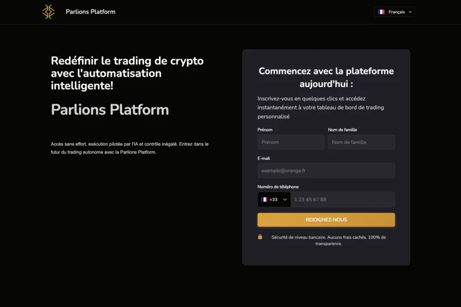 parlionsplatform.com arnaque trading plateforme frauduleuse