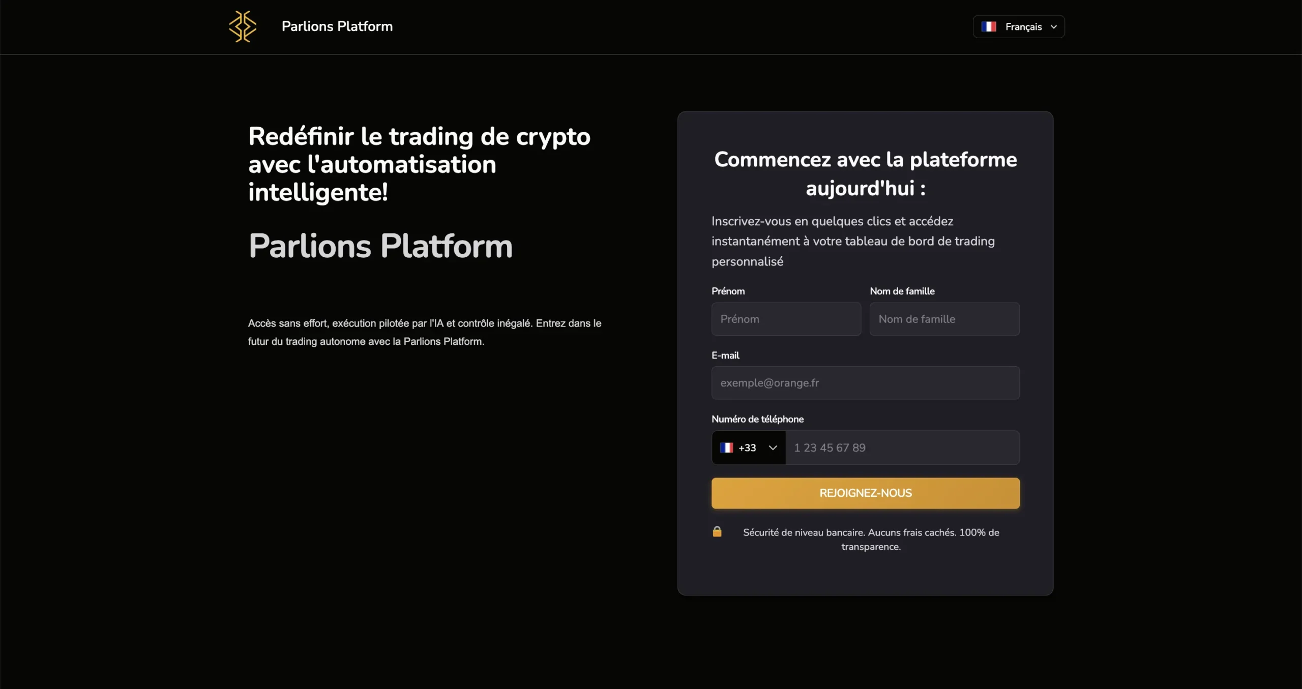 parlionsplatform.com arnaque trading plateforme frauduleuse