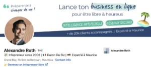 Sur son profil Linkedin, Alexandre Roth prétend avoir aidé 20 000 personnes depuis 20 ans.