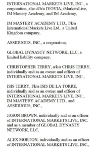 Liste des accusés par la FTC du Nevada.