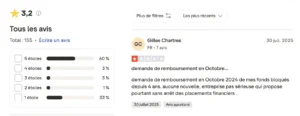 Extrait du site Trustpilot.