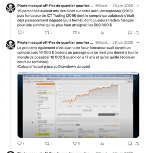Extrait des posts de Pirate masqué à propos d'Ibrahim Chauvain.