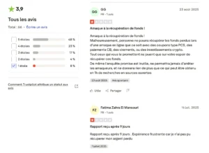 Avis négatif laissé sur le site alloscam.com.