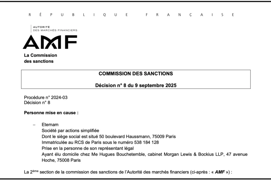 L'AMF inflige 400 000 euros de sanctions à Eternam et ses club deals