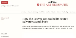 Extrait de l'article de The Art Newspaper qui avait révélé l'existence du catalogue fantôme.