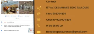 Extrait de le page Google de Group-Assur et du site de Beep Beep Assurance. Ils utilisent le même numéro de téléphone.