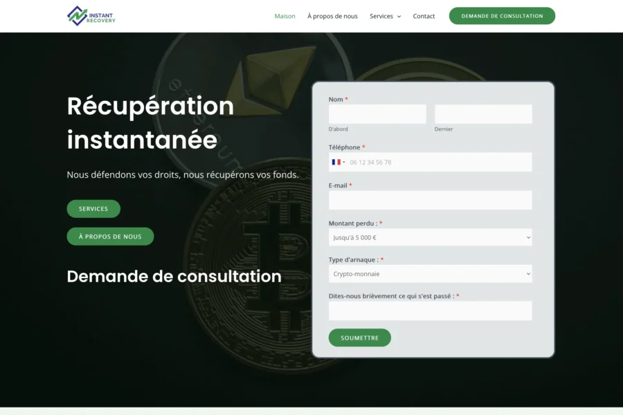 instantrecovery.org faux service récupération d’argent arnaque
