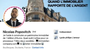 Profil Linkedin de Nicolas Popovitch.