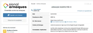Extrait du site Signal Arnaque.
