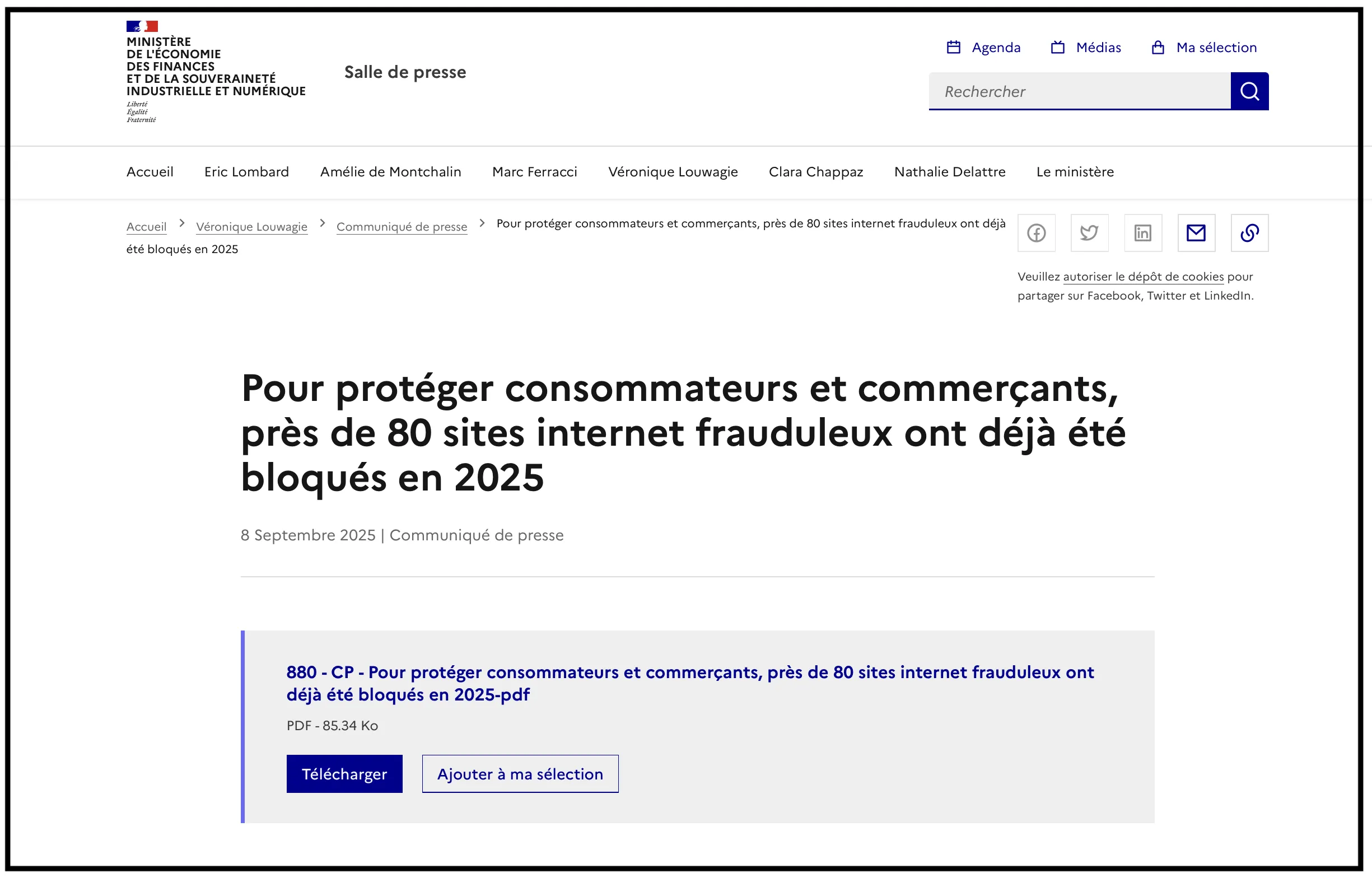 Pour protéger consommateurs et commerçants, près de 80 sites internet frauduleux ont déjà été bloqués en 2025