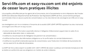 Communiqué de presse de la DGCCRF.
