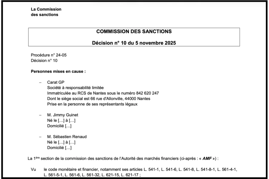Carat GP, Jimmy Guinet et Sébastien Renaud: 2,5 millions d'euros de sanctions de l'AMF