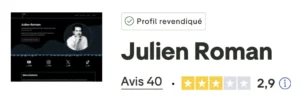 Note de Julien Roman sur le site Trustpilot.