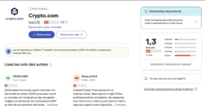 Extrait de la page trustpilot des crypto.com