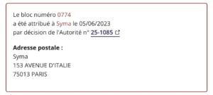 Extrait du site de l'ARCOM à propos de cette série de numéro de téléphone.