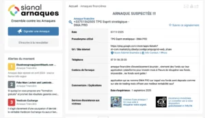 Extrait du site Signal Arnaque.