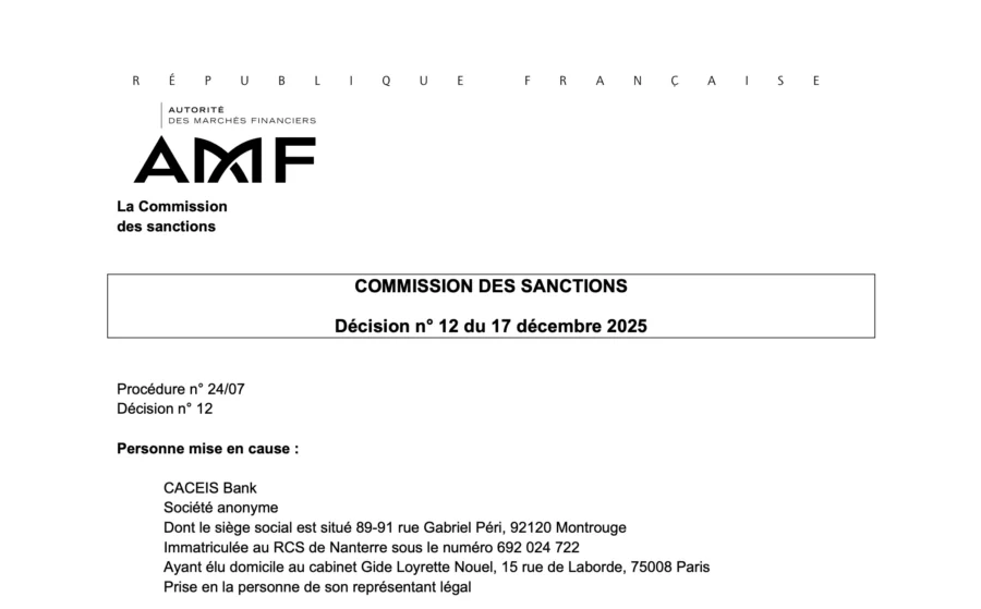 AMF: 3,5 millions d’euros de sanction contre Caceis