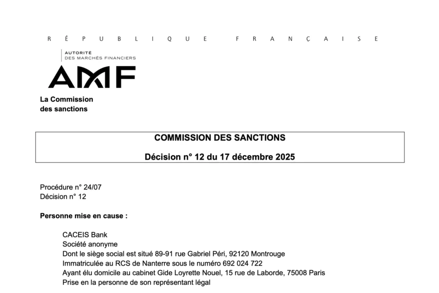 AMF: 3,5 millions d’euros de sanction contre Caceis