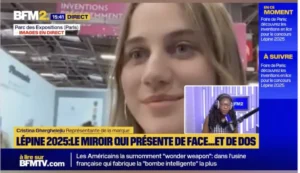 Cristina GherGhelejiu interviewée par BFM TV au concours Lépine.