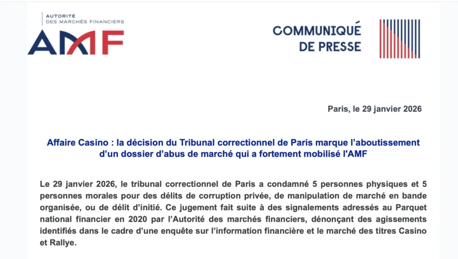 Casino: l'enquête de l'AMF pour manipulation de marché
