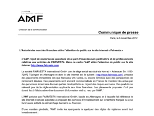Extrait du communiqué de presse de l'AMF.