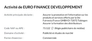 Extrait du registre du commerce et des sociétés.
