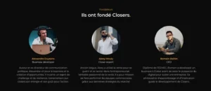 Présentation des fondateurs sur le site.
