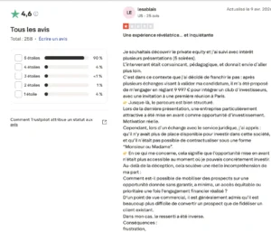 Extrait du site Trustpilot.