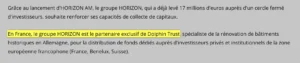 Extrait de la communication d'Horizon AM.