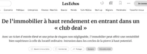 Extrait d'un article de presse consacré aux club deals.