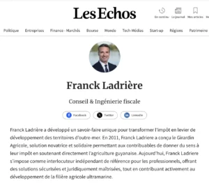Présentation de Franck Ladrière dans Les Echos.