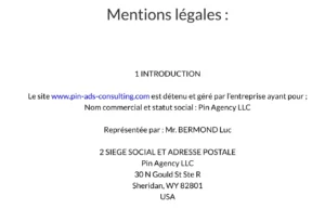 Mentions légales du site pin-ads-consulting.com.