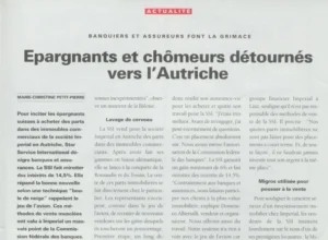 Extrait d'un article de la presse suisse.