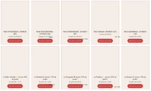 Exemples de "packs" sur lesquels il est proposé d'investir.