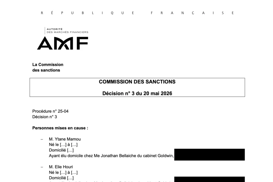 Ytane Mamou et Elie Houri: délit d'initié et sanctions AMF