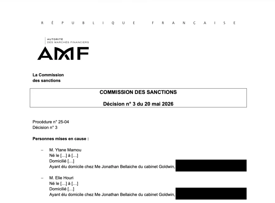 Ytane Mamou et Elie Houri: délit d'initié et sanctions AMF