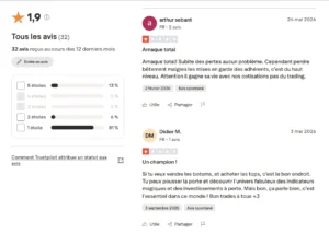 Extrait de la fiche Trustpilot de Milenium-crypto.fr.
