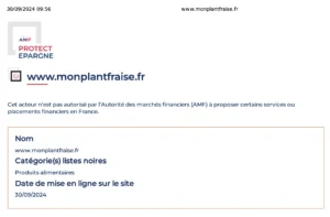 Extrait de la liste noire de l'AMF.