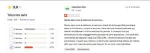 Extrait de la page Trustpilot consacrée à monplantfraise.fr