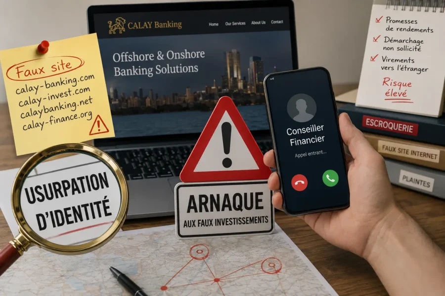 Arnaque au faux investissement utilisant l'identité de Calay Banking